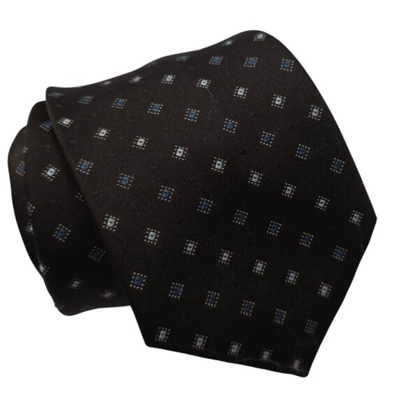 Sabatini Brown Silk Patterned Tie With Micro Geometric Print Design - Picture 1 of 5